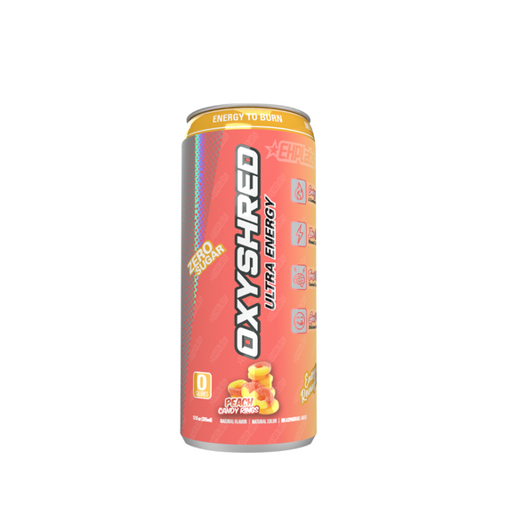 EHP Labs Oxyshred Ultra Energy RTD 355ml Peach Candy Rings - 12 Pack