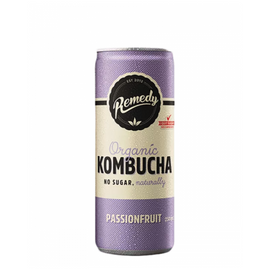 Remedy Kombucha Can 250ml Passionfruit - 6 x 4 Pack