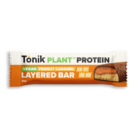 Tonik Plant Protein Layered Bar 50g Peanut Caramel - 12 Pack