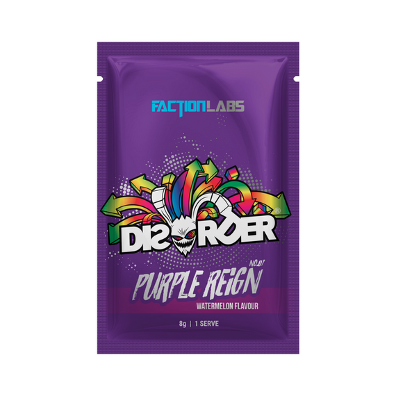 Faction Labs DISORDER Pre-Workout 8g Sachet Purple Reign - 10 Pack